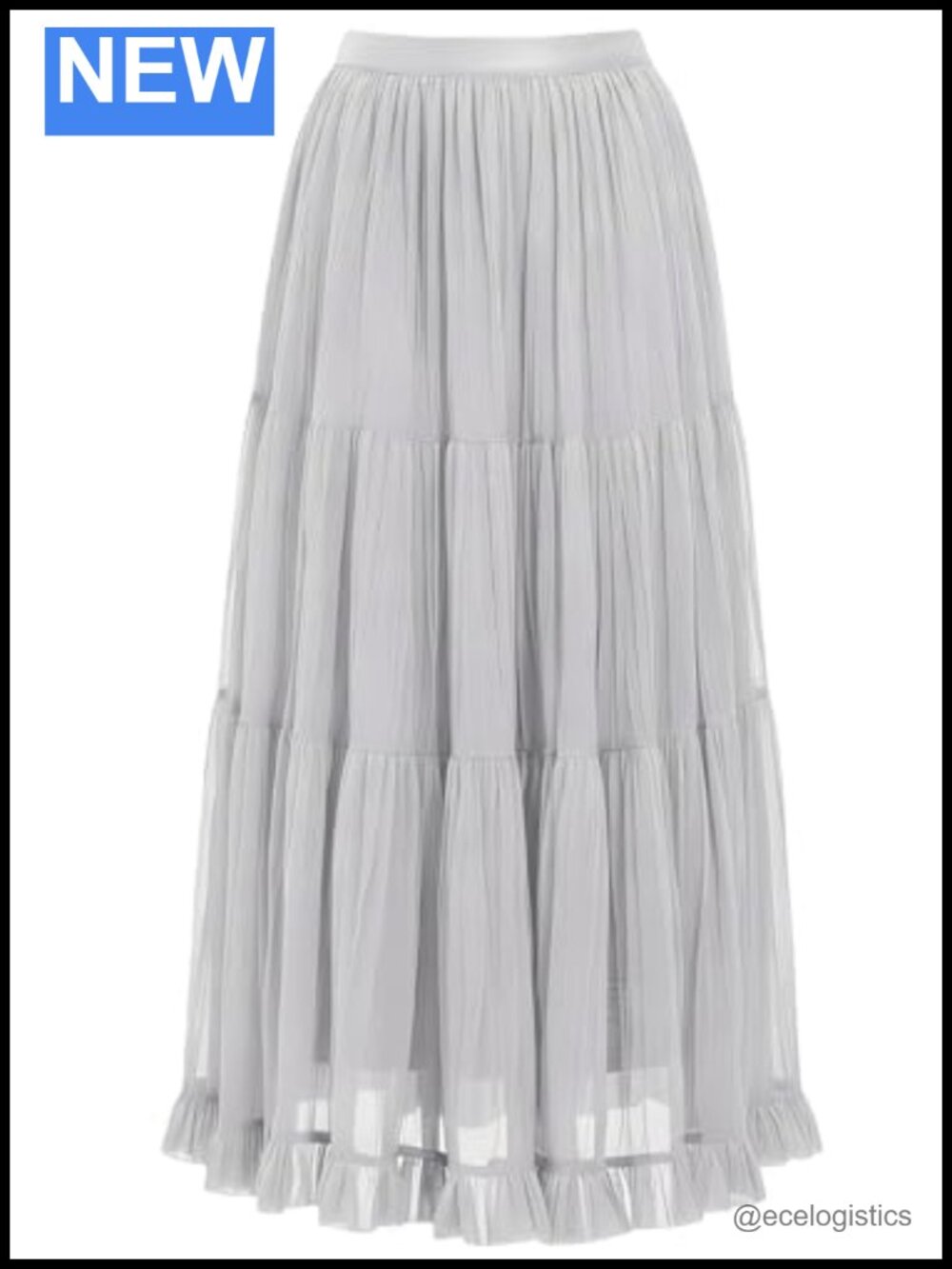 High Waisted Flowy Pleated Tulle Maxi Skirt Women A-Line Long